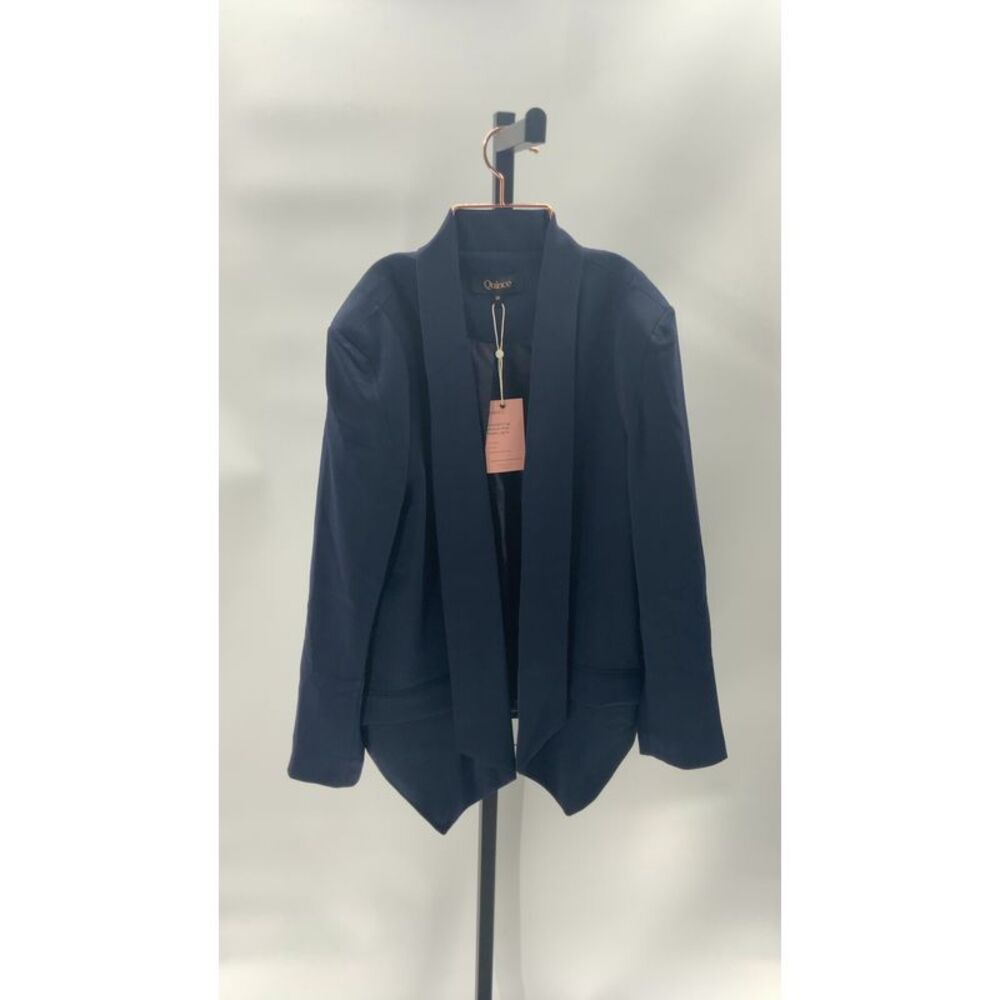 Quince Navy Open Drape Blazer